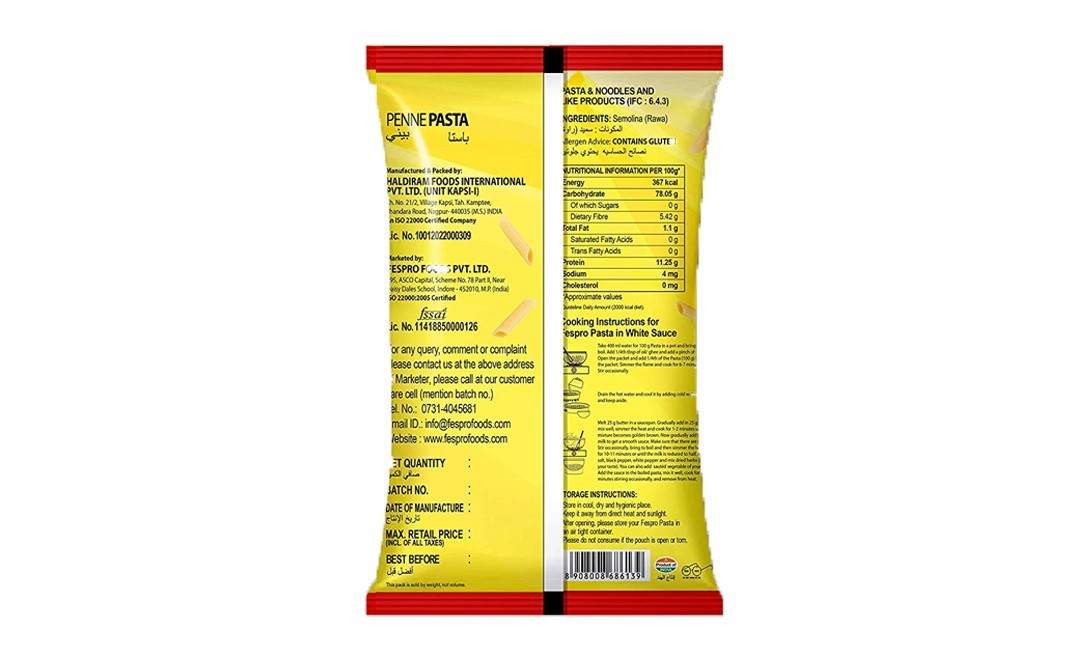 Fespro Penne Pasta    Pack  800 grams